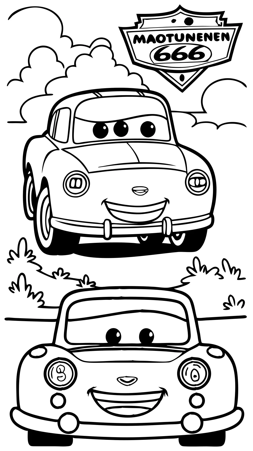 Páginas para colorear de Lightning McQueen y Mater